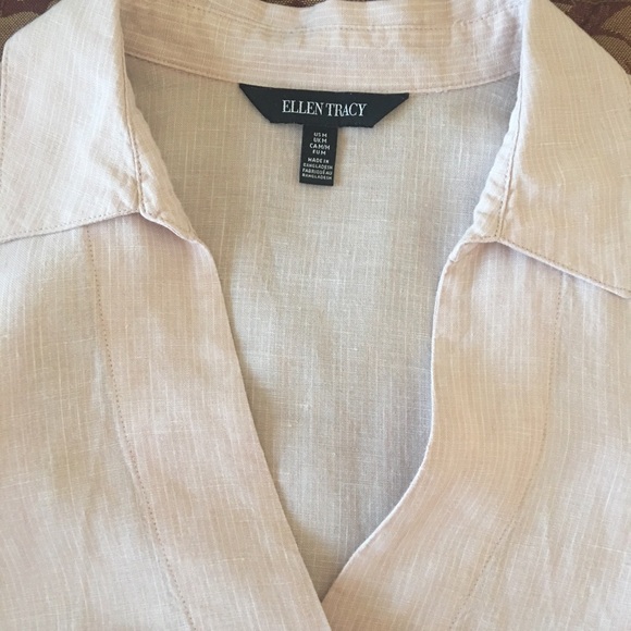 Ellen Tracy Linen Rose Tunic V neck blouse Size M - Picture 1 of 10
